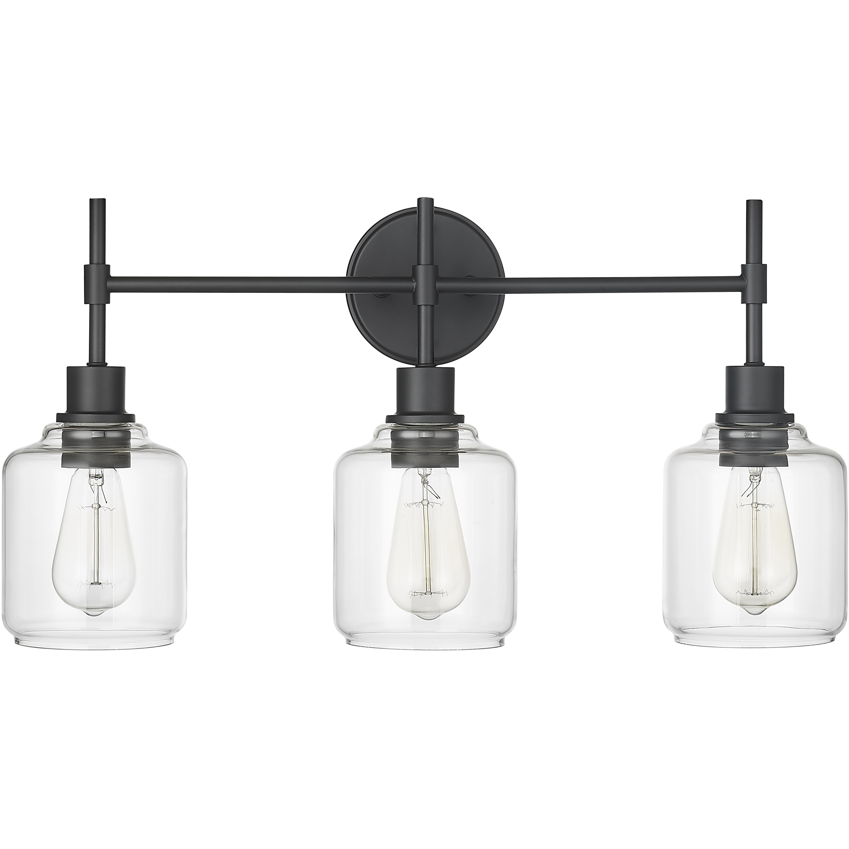 Asheville 3 Light 25 inch Matte Black Bathroom Vanity Light Wall Light